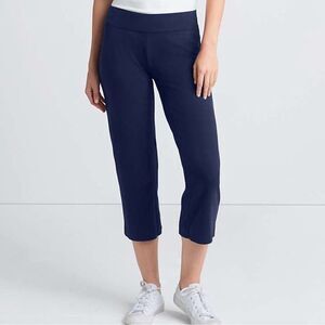 LANDS END Blue Starfish Crop Pull On Capri Pants Comfort Summer SIZE MEDIUM